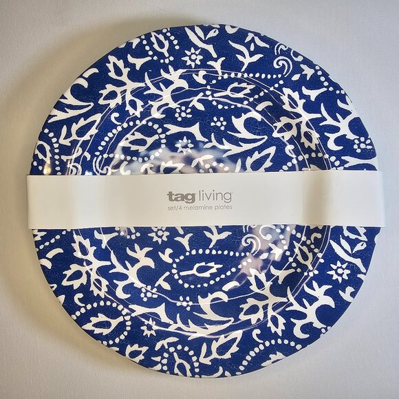 NIB (Set of 4) Tag Living Melamine Artisan Dinner Plates, 10.75” - Picture 1 of 5